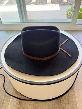 lack of color wilder black western flicked edge cowboy wool hat size large NEW
